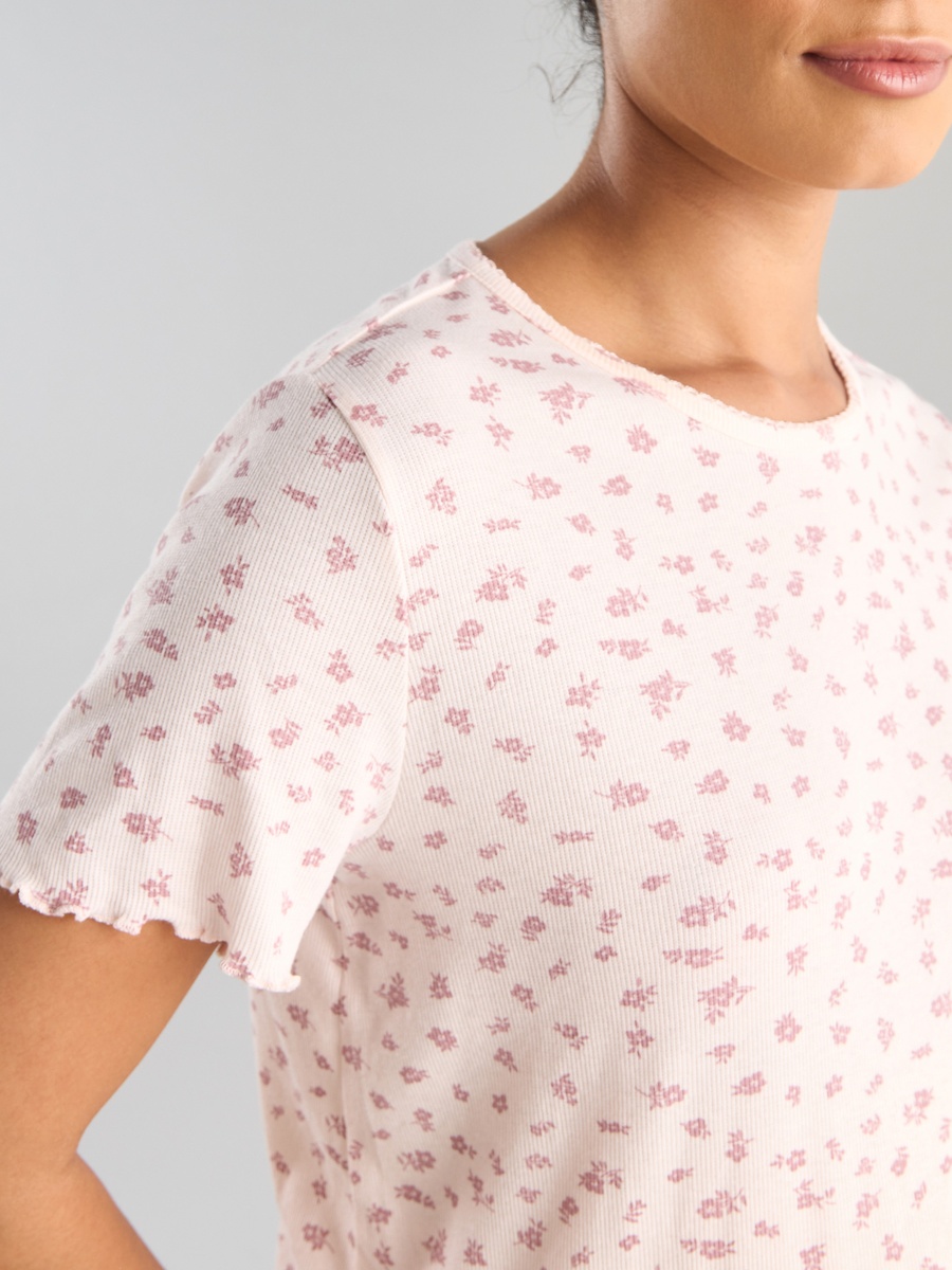 All-Over Floral Print Maternity T-Shirt and Pyjama Set