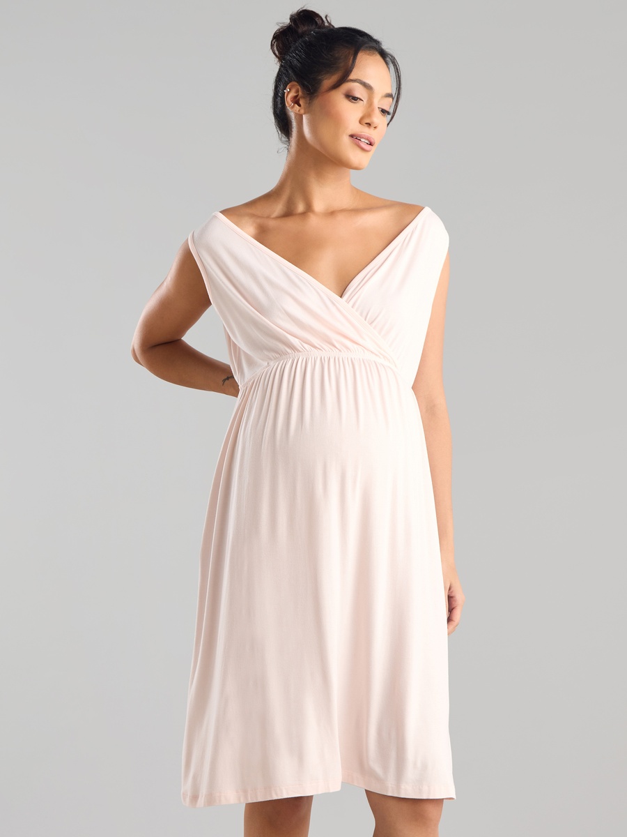 Plain Sleeveless Maternity Sleepshirt