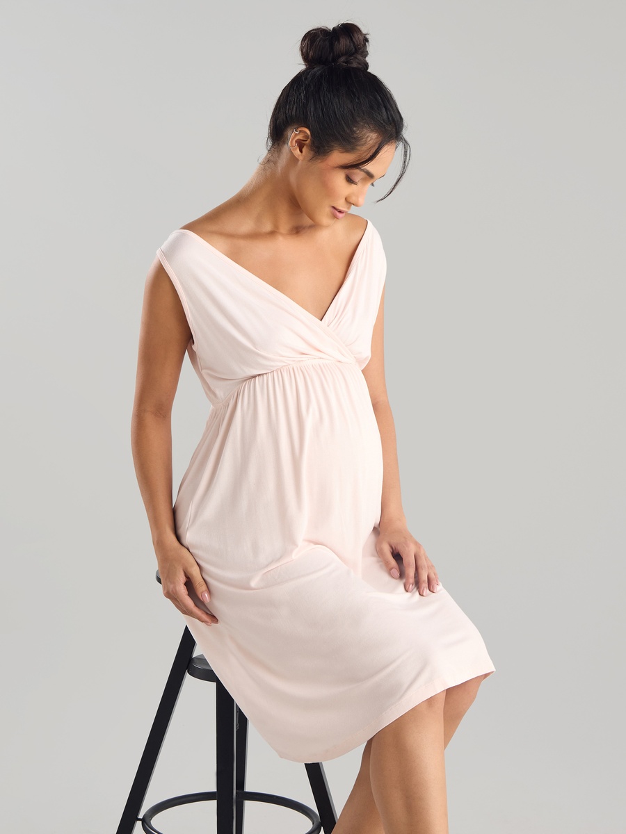 Plain Sleeveless Maternity Sleepshirt