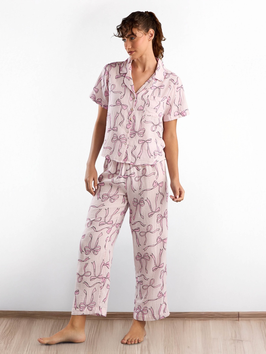 Bow Print Cotton Pyjama Set