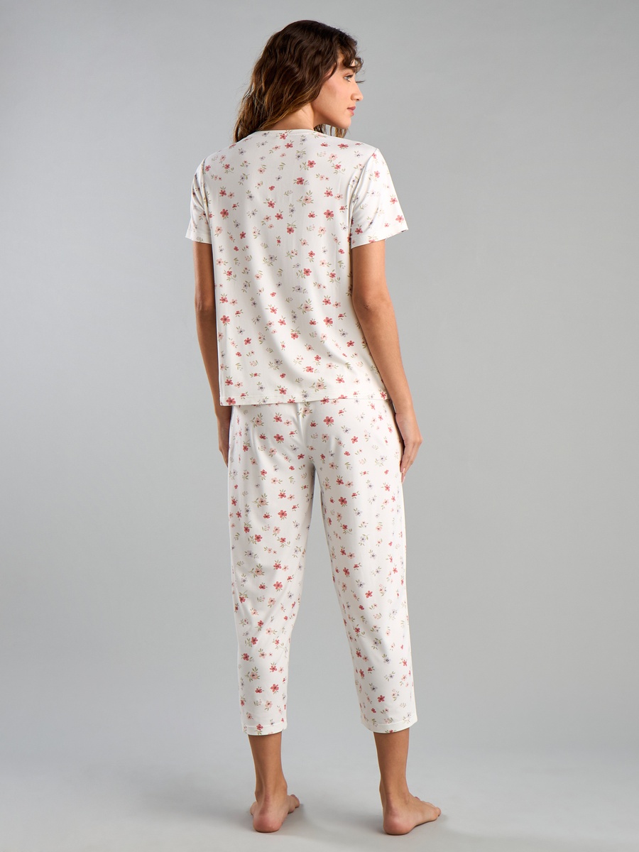 All-Over Floral Print T-Shirt and Pyjama Set