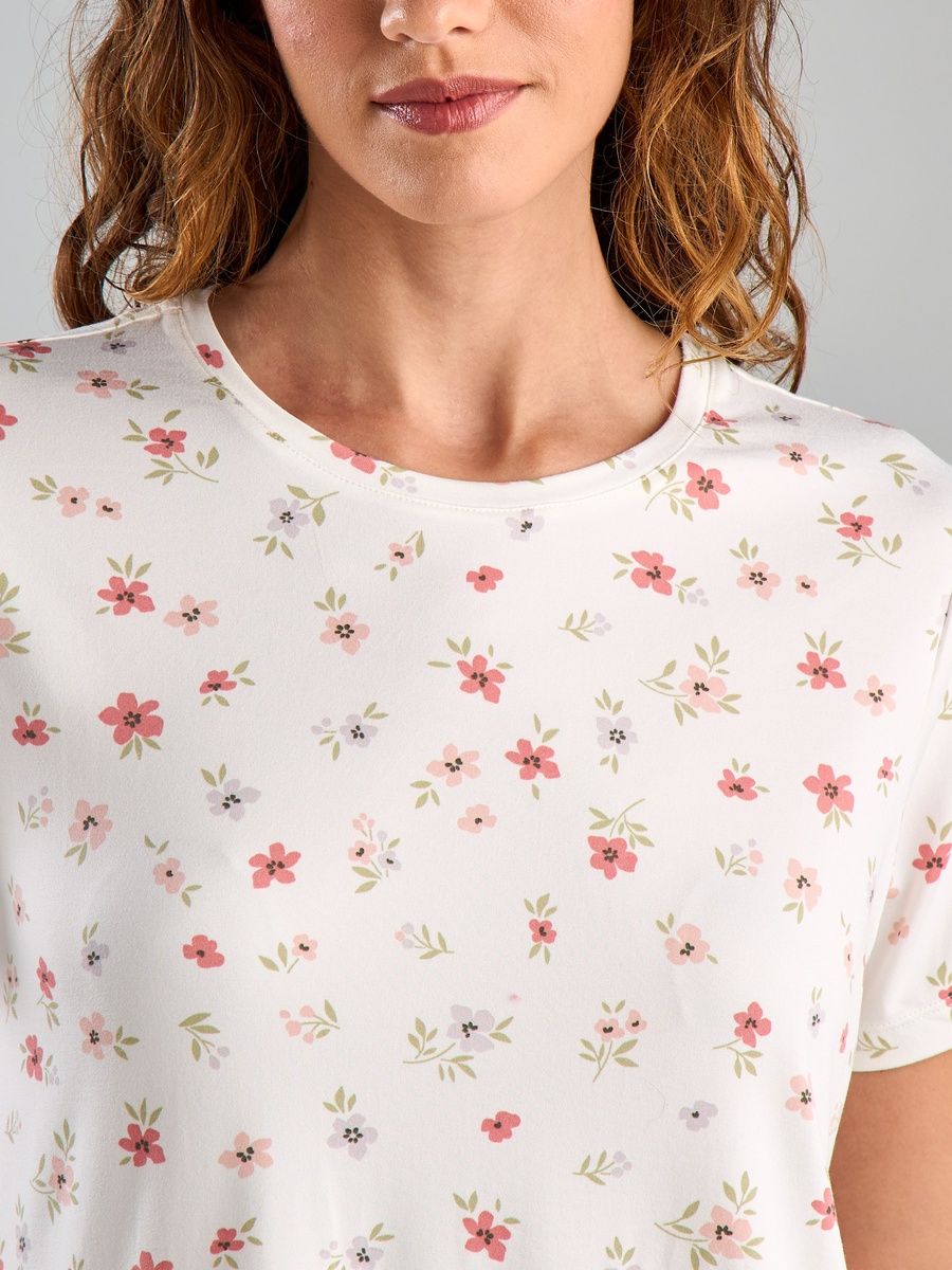 All-Over Floral Print T-Shirt and Pyjama Set