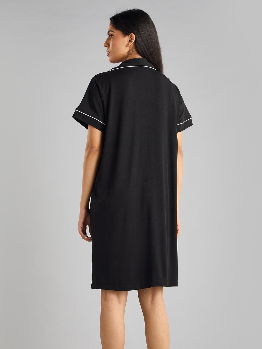 Contrast Piping Detail Sleepshirt