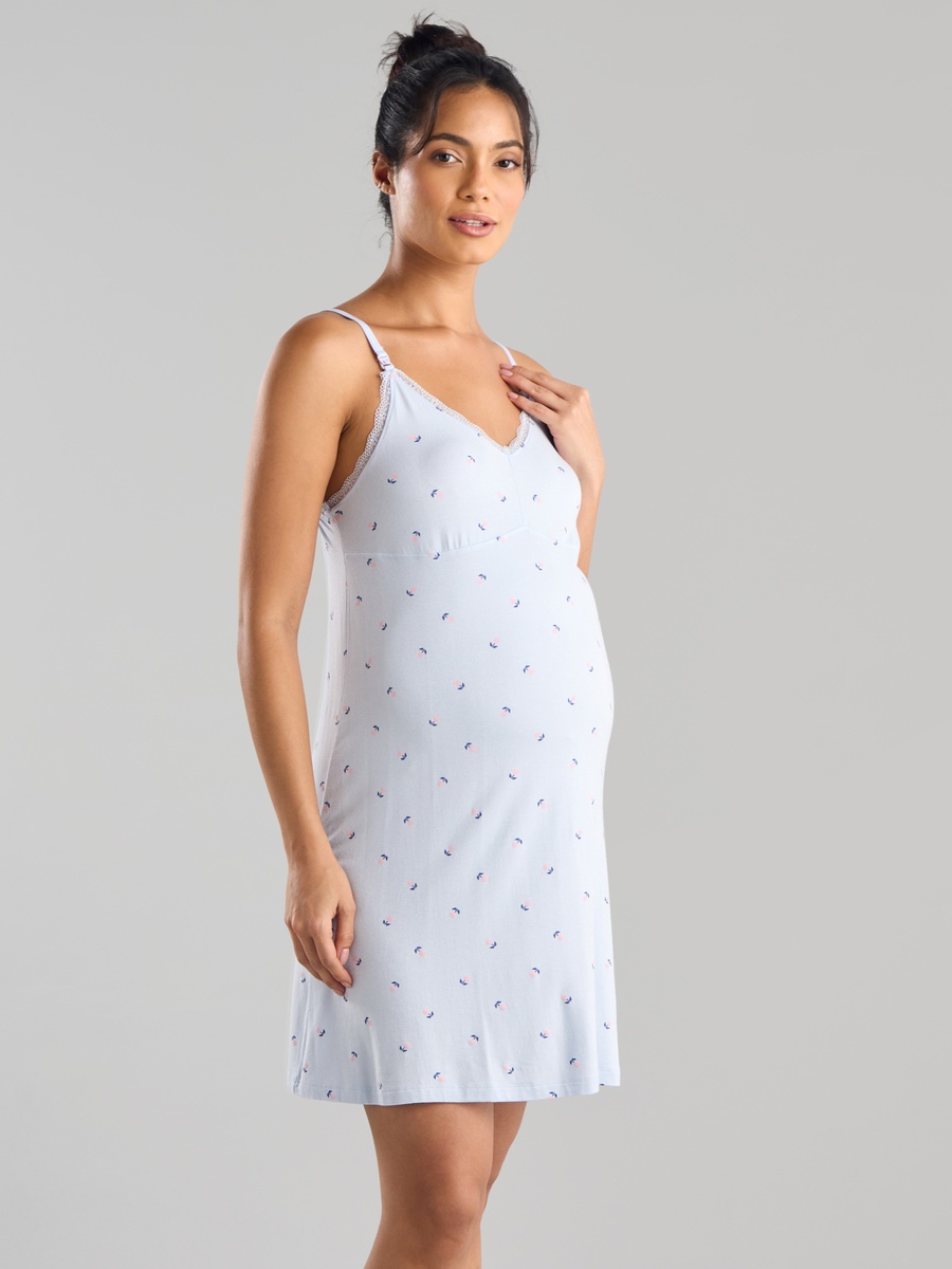 Printed Maternity Chemise with Robe