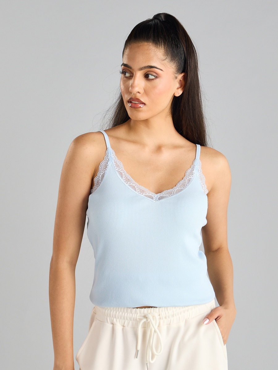 Ribbed Lace Insert Camisole