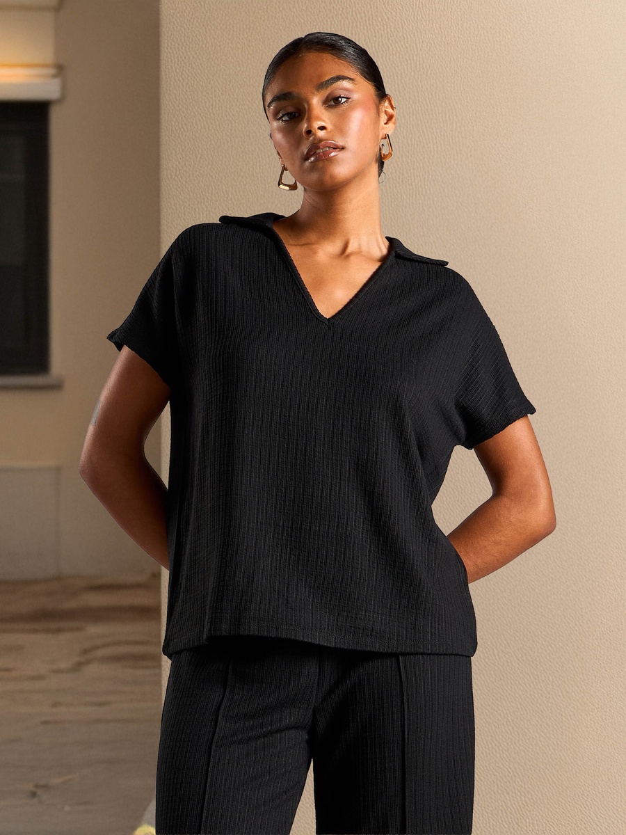 Textured Polo Top
