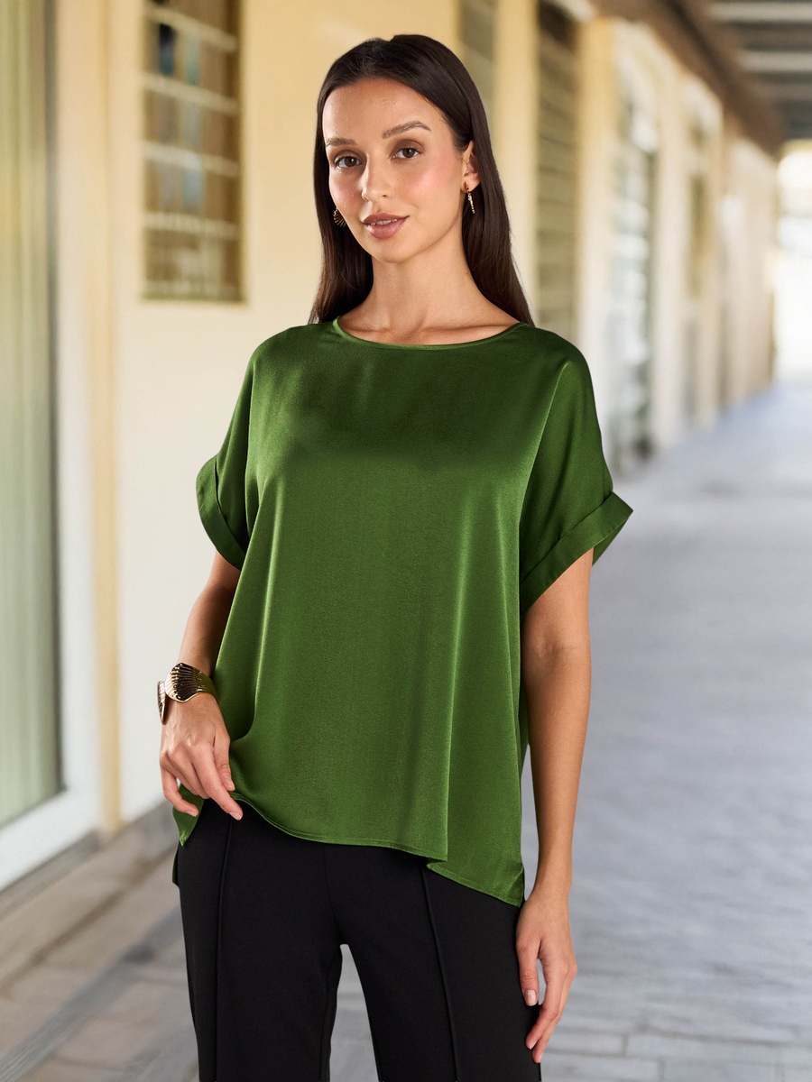 Jersey T-Shirt with High-Low Hem