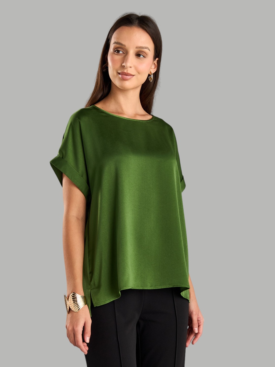 Jersey T-Shirt with High-Low Hem