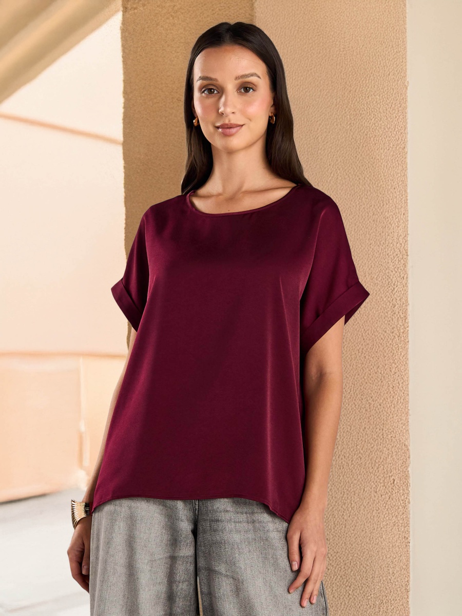 Jersey T-Shirt with High-Low Hem