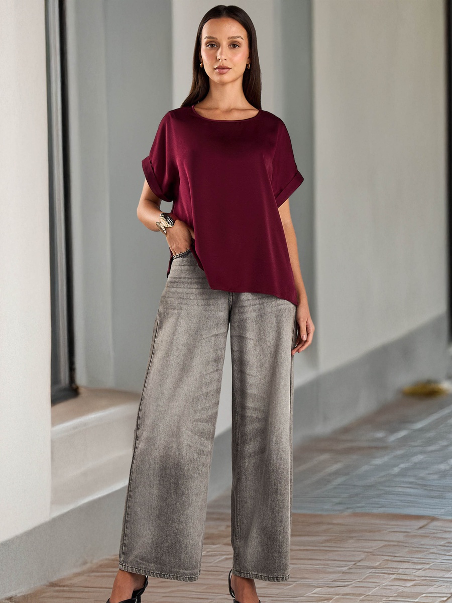 Jersey T-Shirt with High-Low Hem