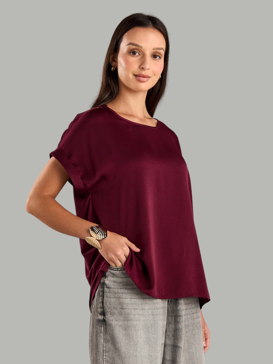 Jersey T-Shirt with High-Low Hem