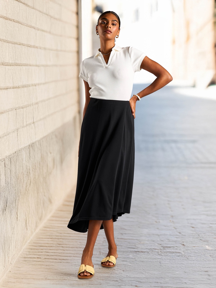 Plain Asymmetric Skirt