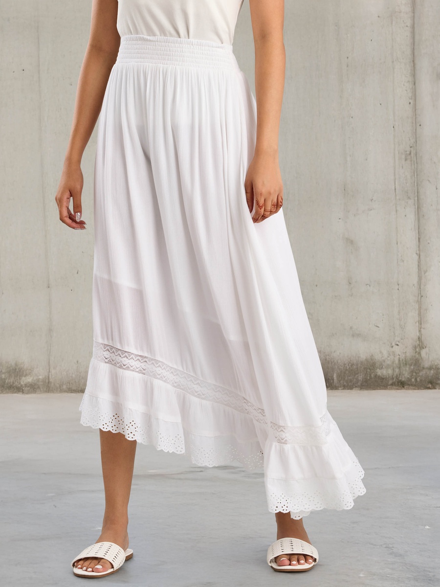 Asymmetric Skirt with Lace Insert