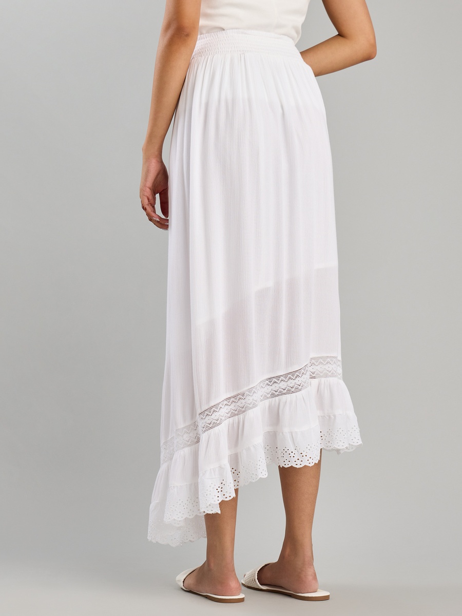 Asymmetric Skirt with Lace Insert