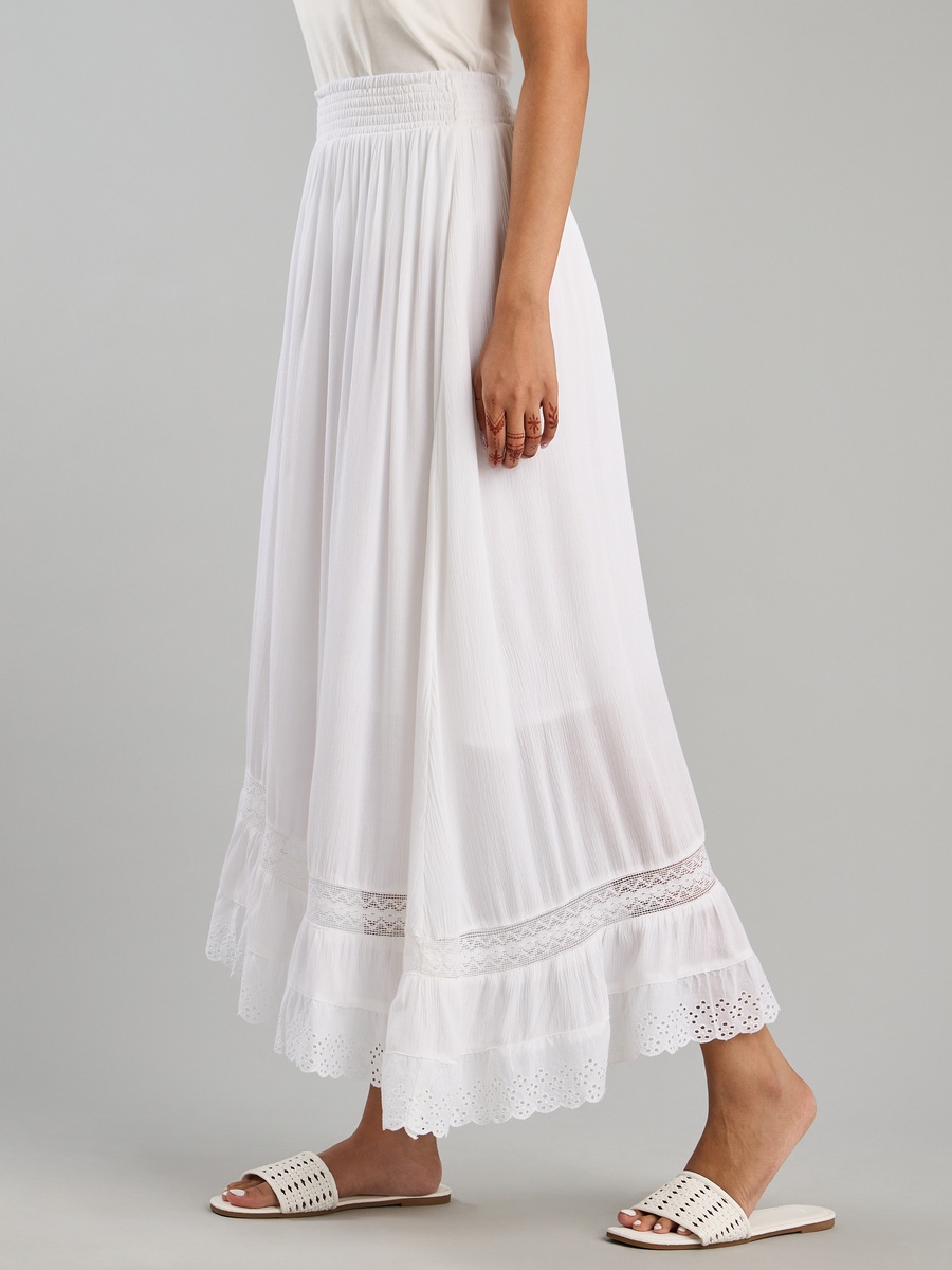 Asymmetric Skirt with Lace Insert