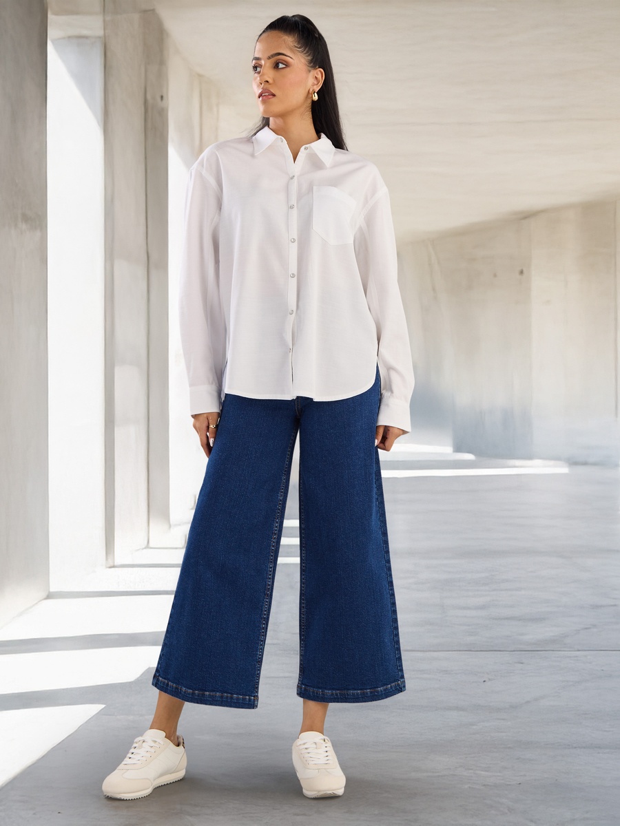 Plain Denim Shirt with Pocket