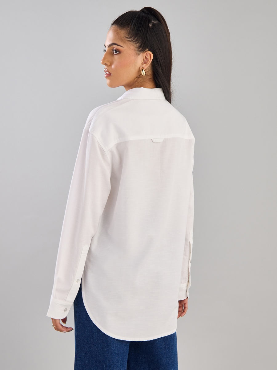Plain Denim Shirt with Pocket