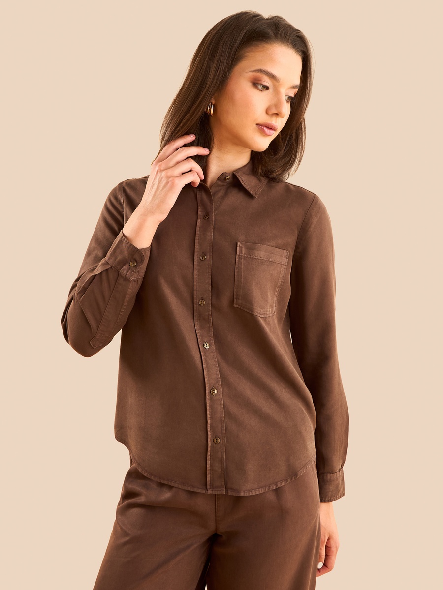 Lyocell Shirt with Chest Pocket