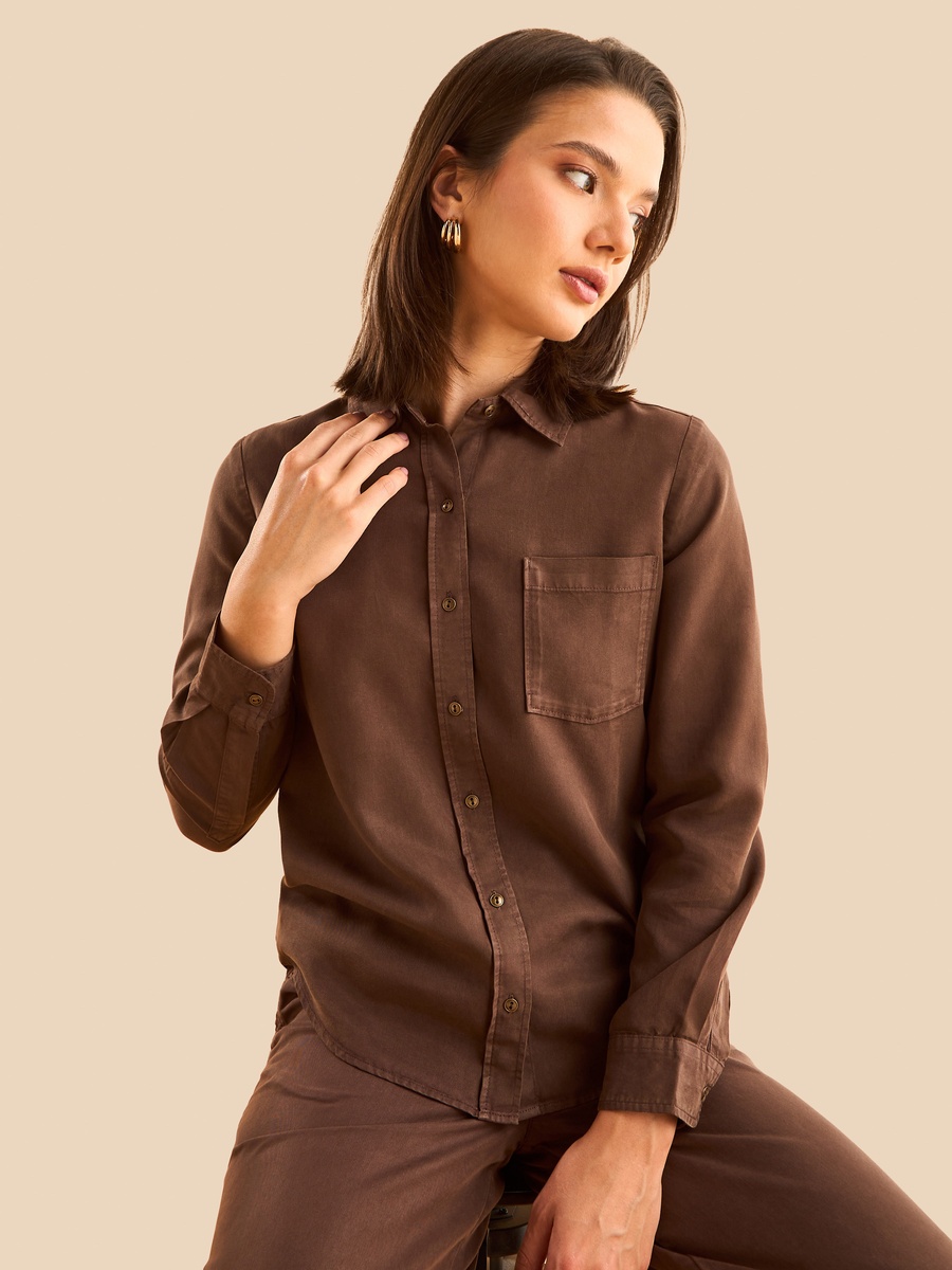 Lyocell Shirt with Chest Pocket