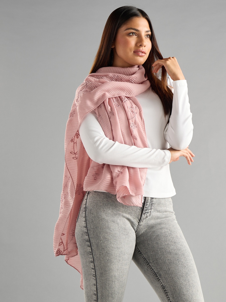 Floral Embroidered Scarf