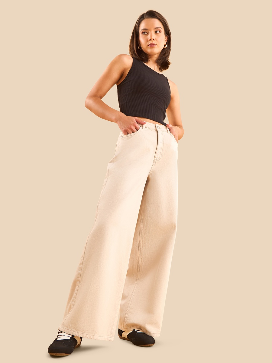 Plain Wide Leg Jeans