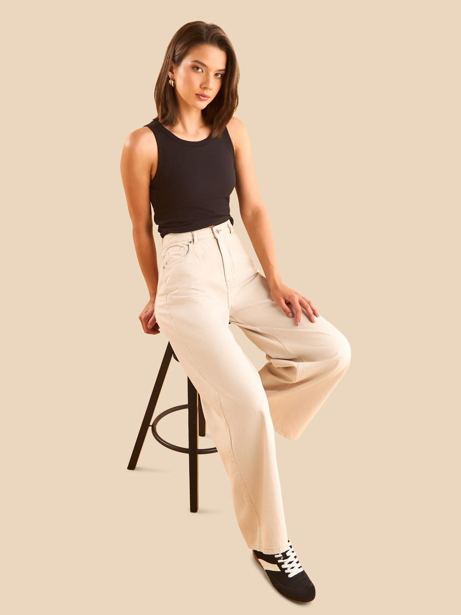 Plain Wide Leg Jeans