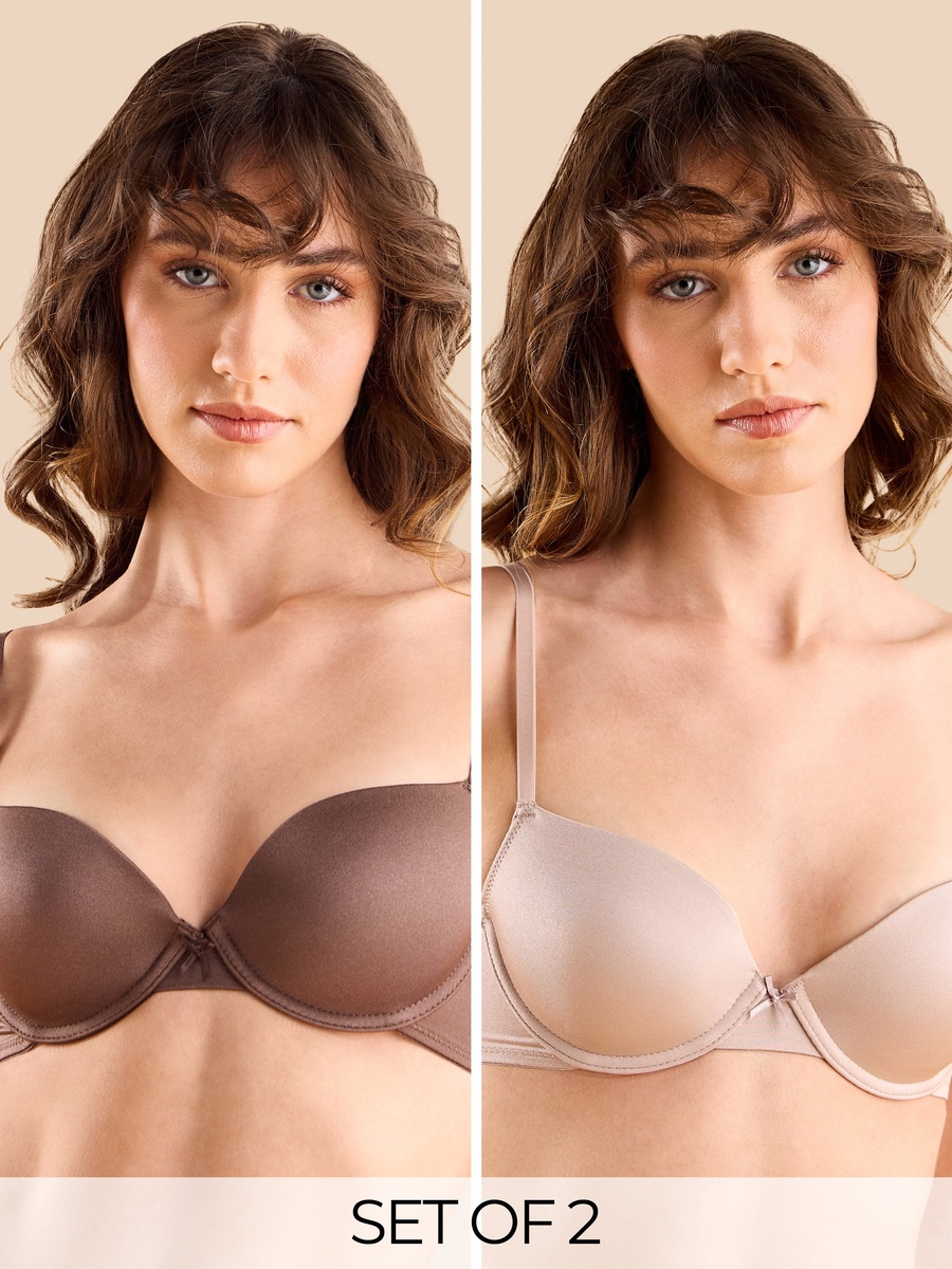 Pack of 2 - Plain Microfibre Demi Bra