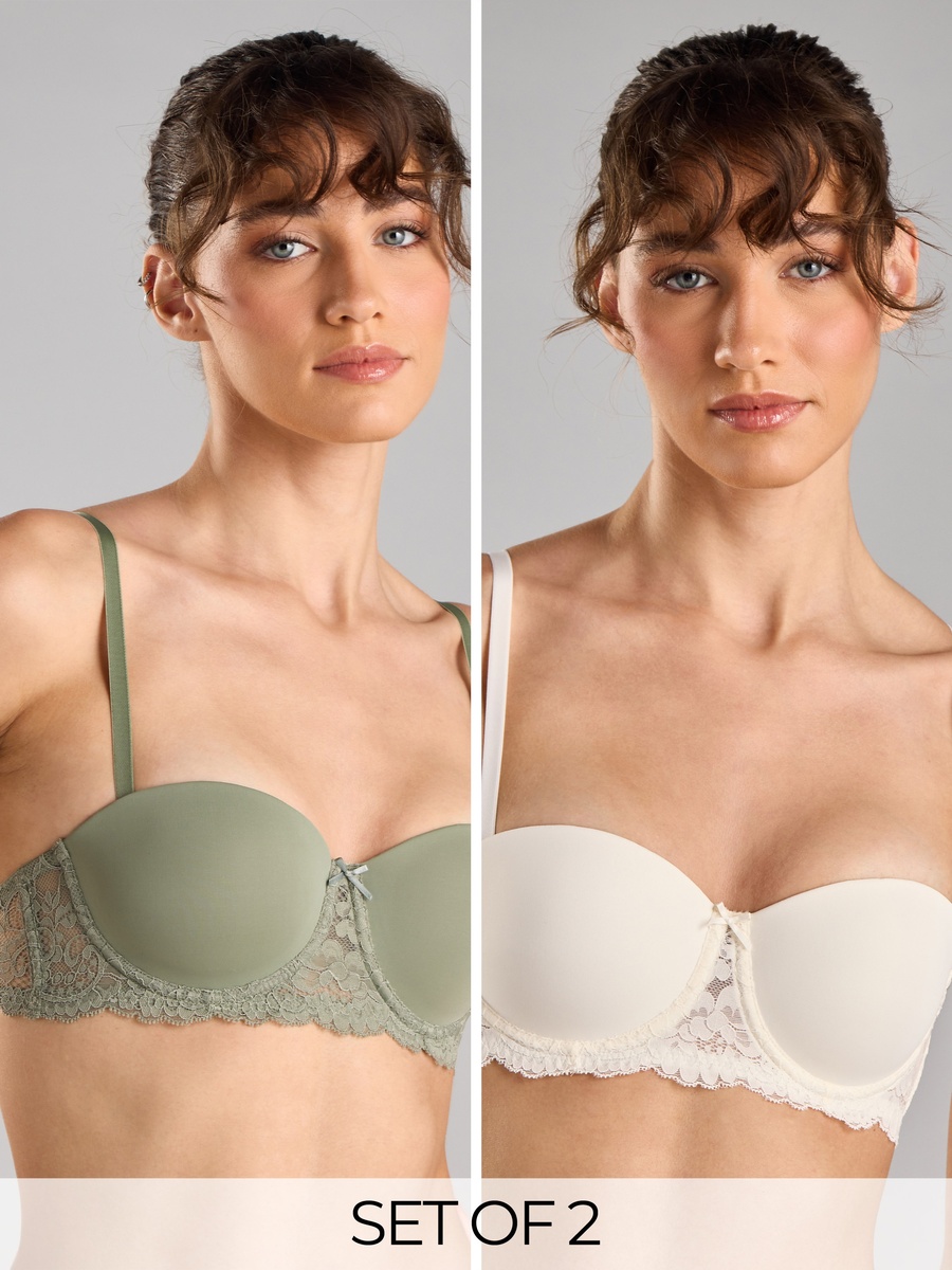 Pack of 2 - Lace Insert Microfiber Balconette Bra