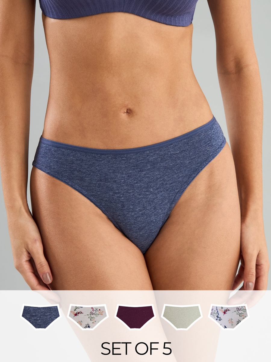 Pack of 5 - Assorted High Leg Briefs
