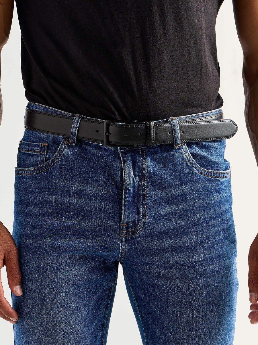 Stitched Detail Belt with Buckle Closure
