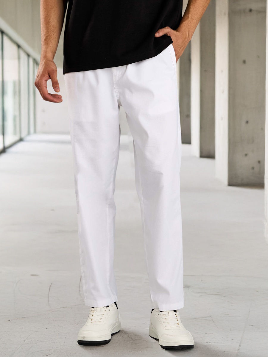 Plain Pull-On Pants with Drawstring Closure