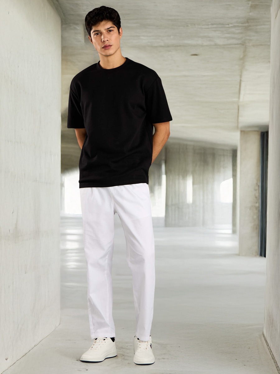 Plain Pull-On Pants with Drawstring Closure