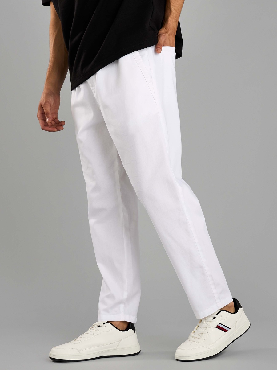 Plain Pull-On Pants with Drawstring Closure