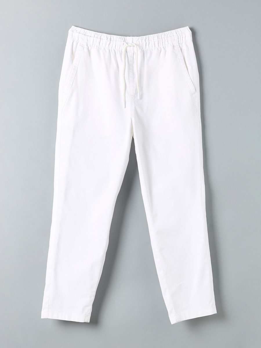 Plain Pull-On Pants with Drawstring Closure