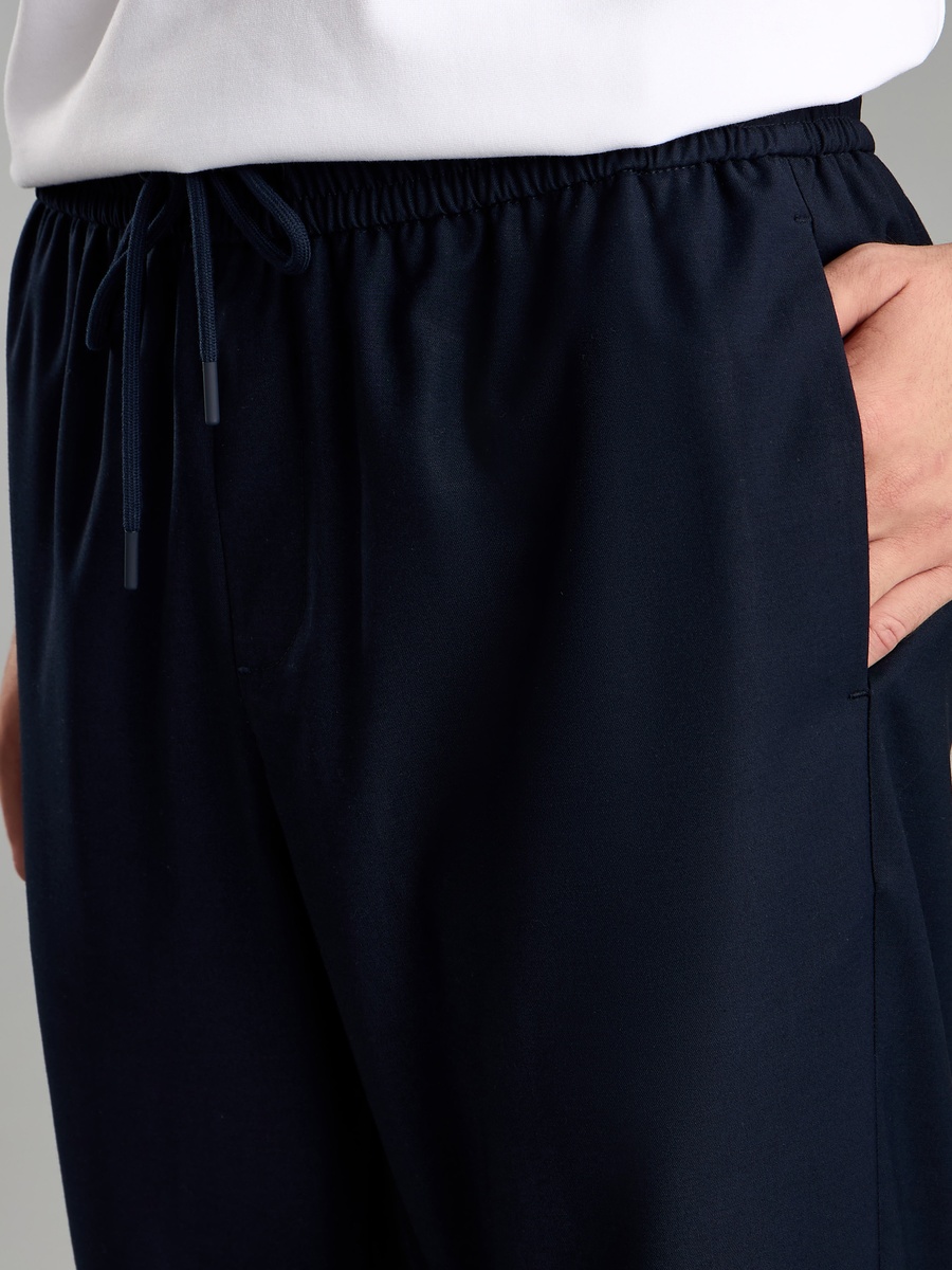 Plain Pants with Drawstring Closure and Pockets
