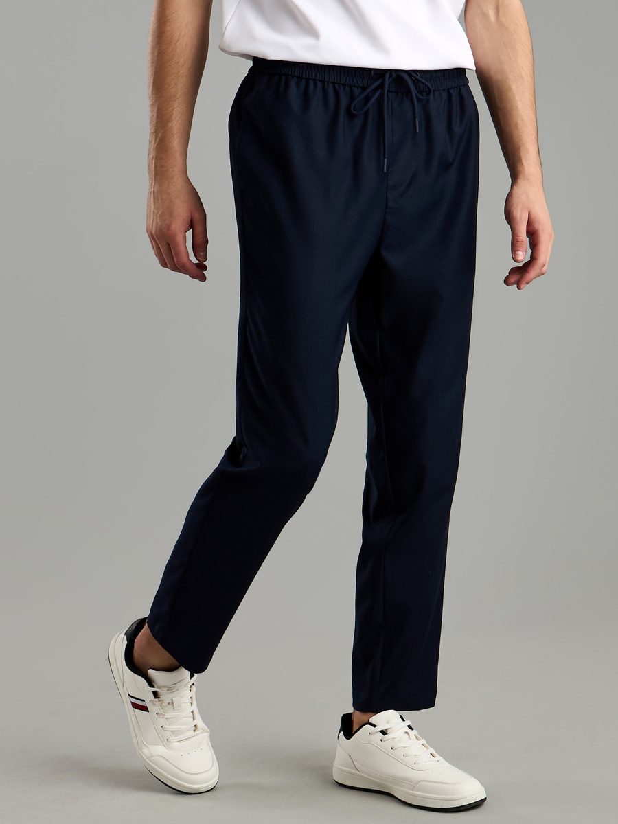 Plain Pants with Drawstring Closure and Pockets