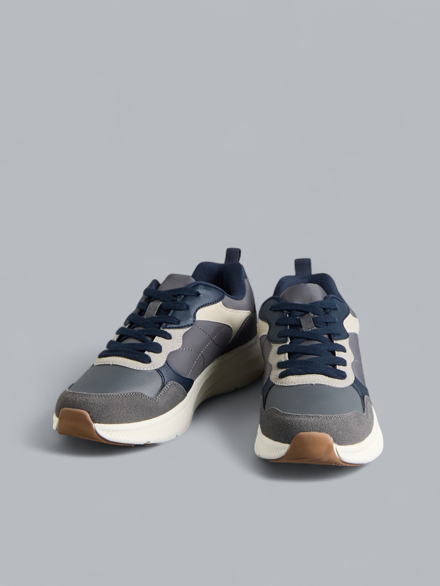 Panelled Lace-Up Sports Shoes