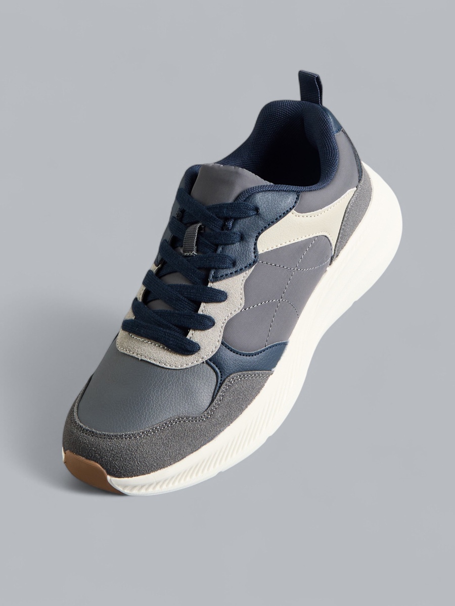 Panelled Lace-Up Sports Shoes