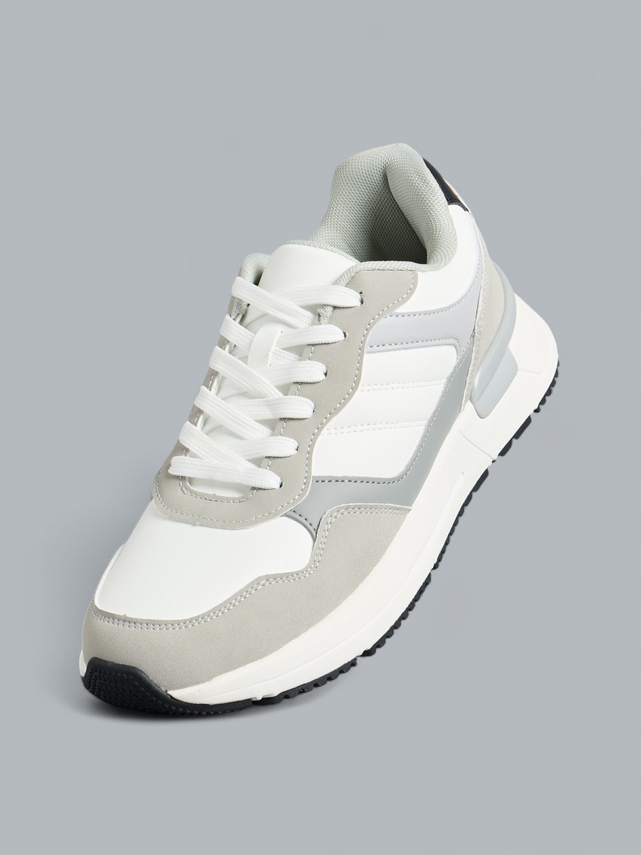 Panelled Lace-Up Sports Shoes