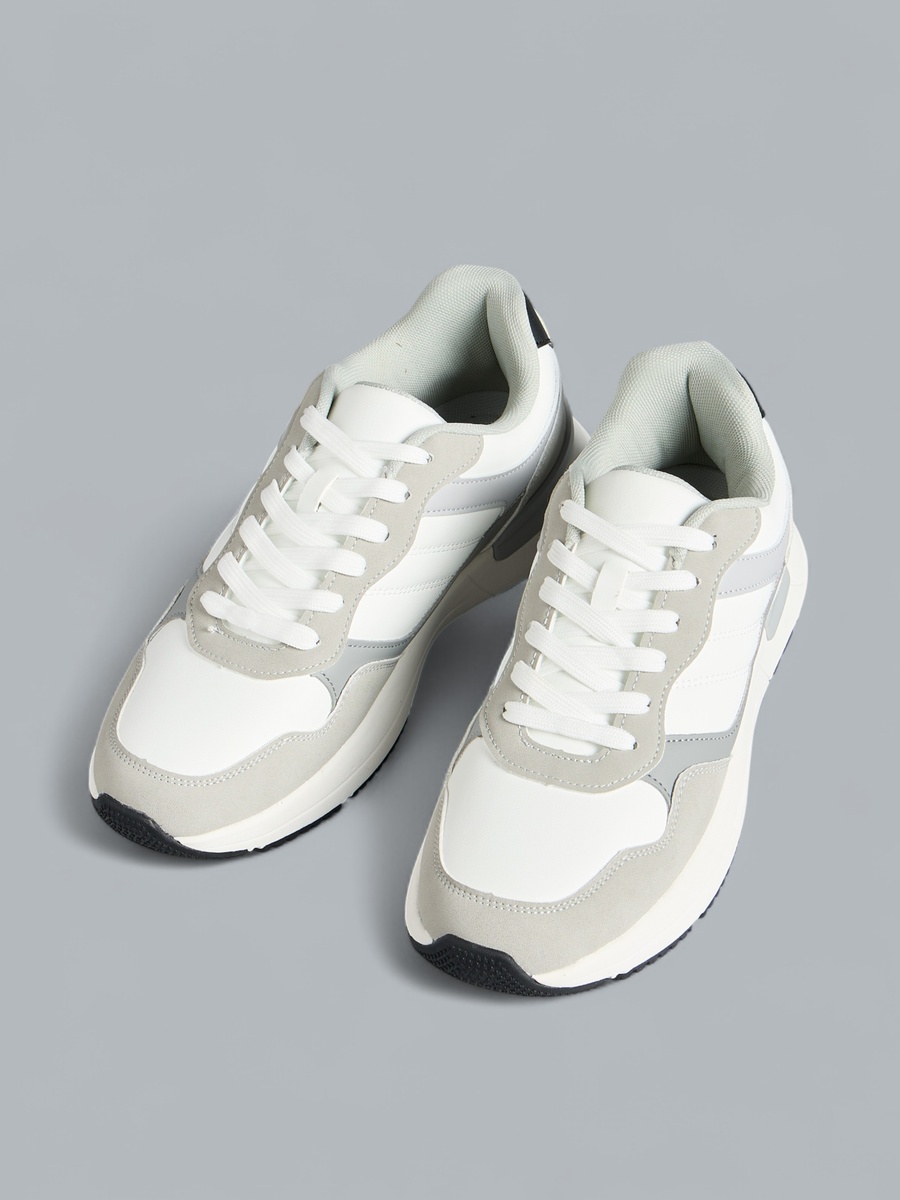 Panelled Lace-Up Sports Shoes