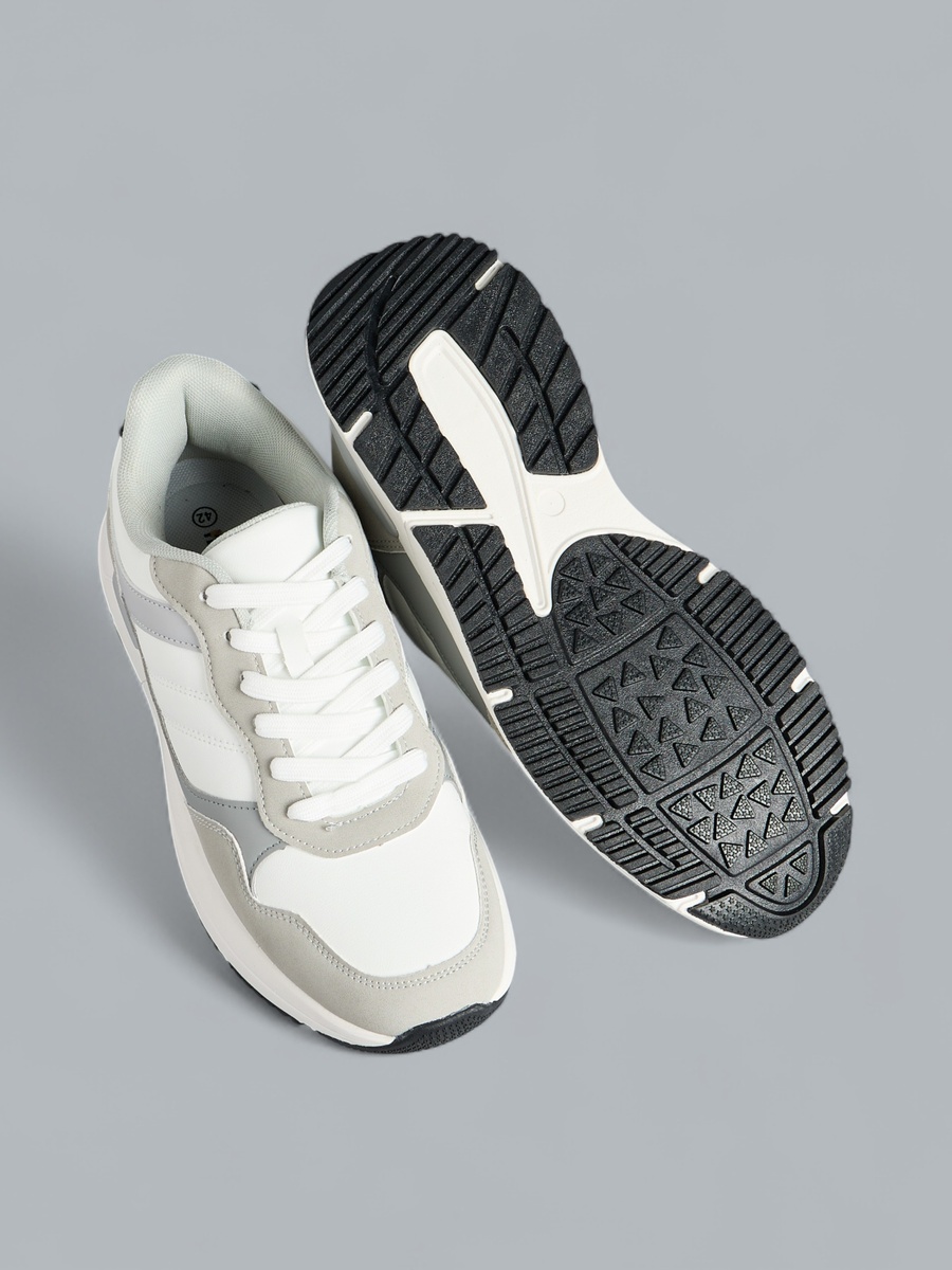 Panelled Lace-Up Sports Shoes