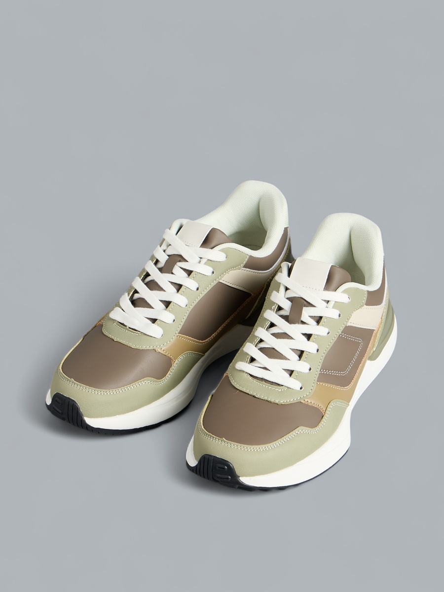 Panelled Sports Shoes with Lace-Up Closure