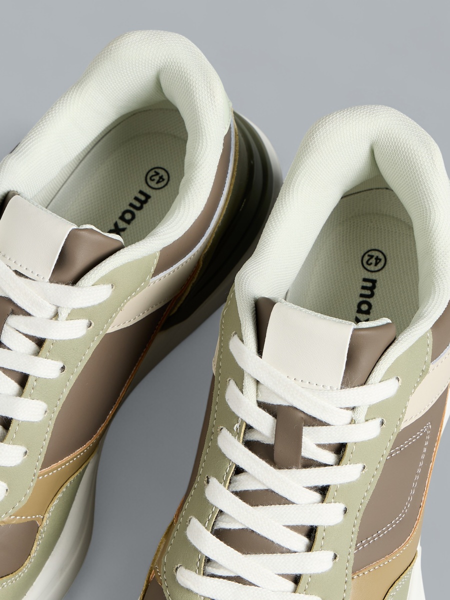 Panelled Sports Shoes with Lace-Up Closure