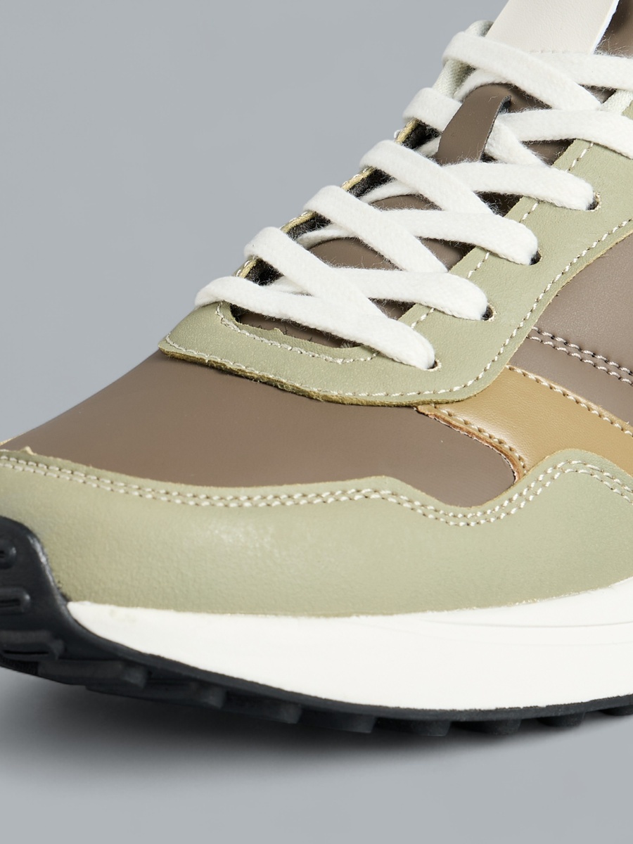 Panelled Sports Shoes with Lace-Up Closure