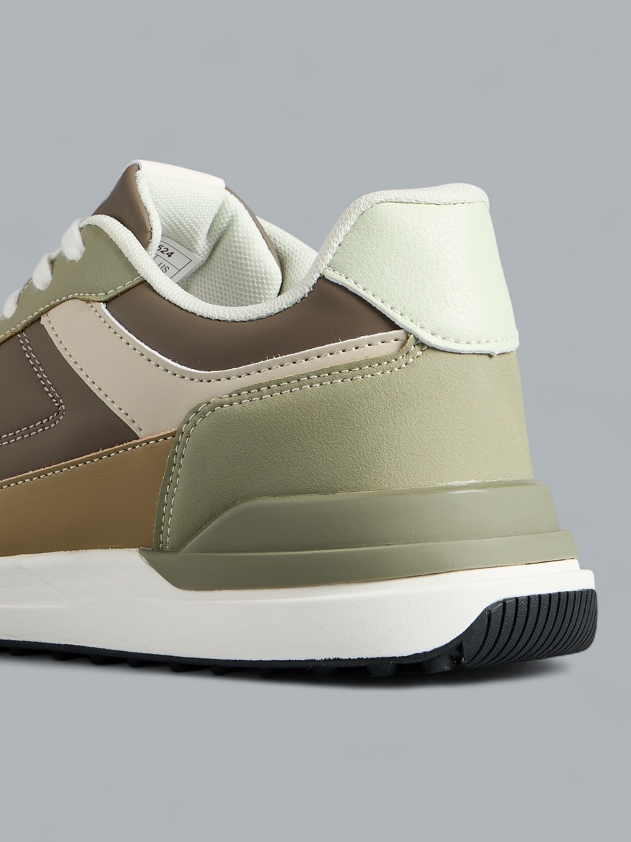 Panelled Sports Shoes with Lace-Up Closure