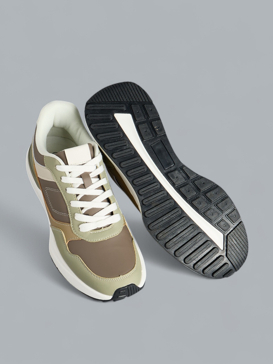 Panelled Sports Shoes with Lace-Up Closure