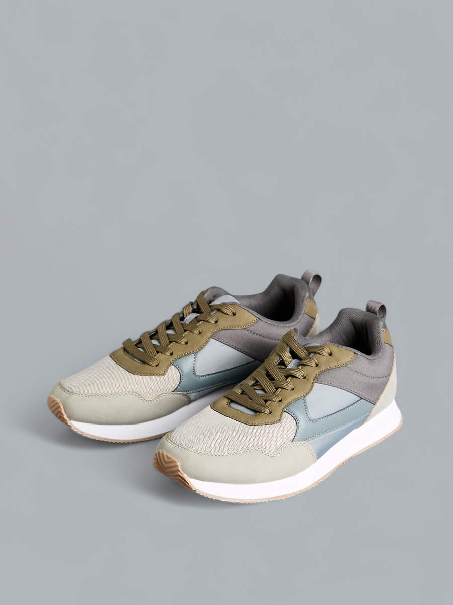 Panelled Sports Shoes with Lace-Up Closure