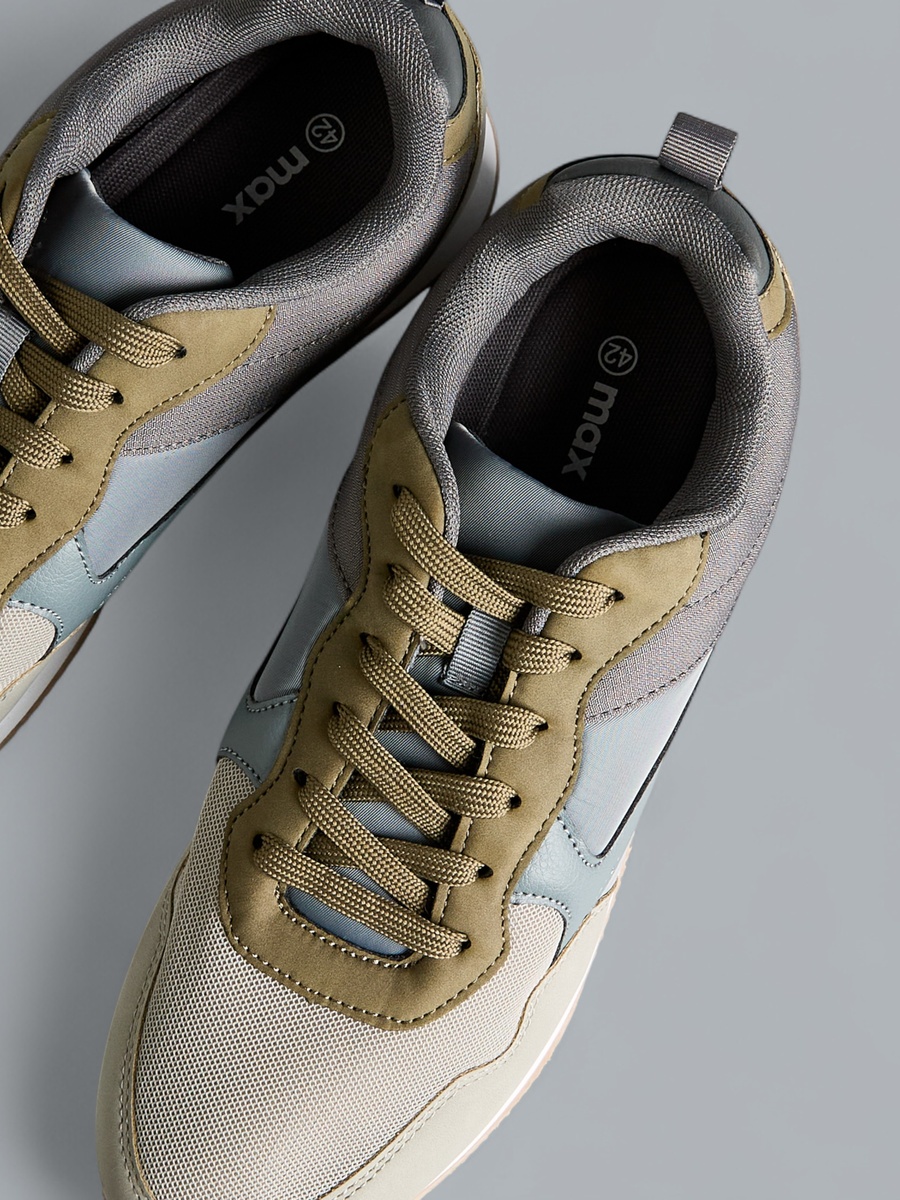 Panelled Sports Shoes with Lace-Up Closure