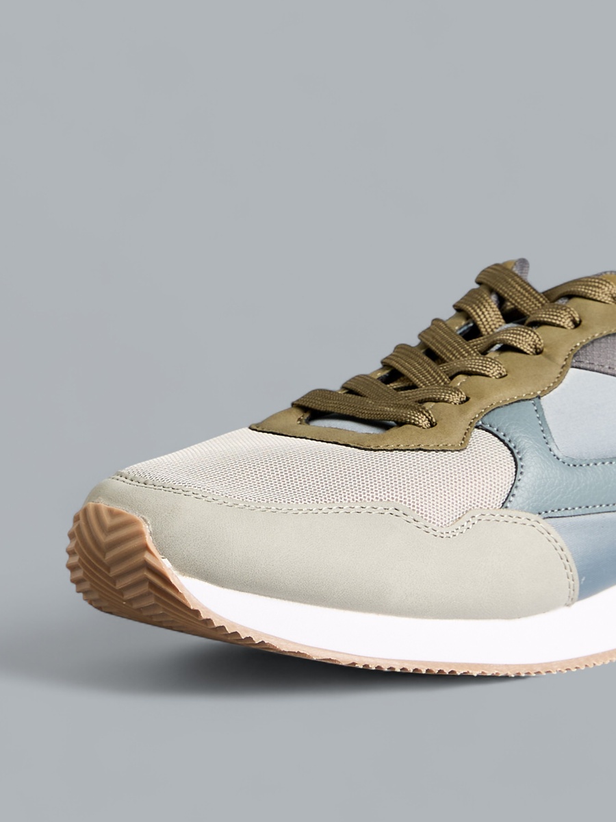 Panelled Sports Shoes with Lace-Up Closure