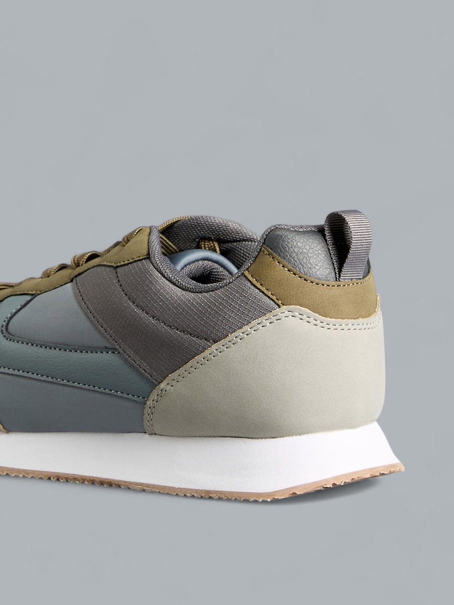 Panelled Sports Shoes with Lace-Up Closure